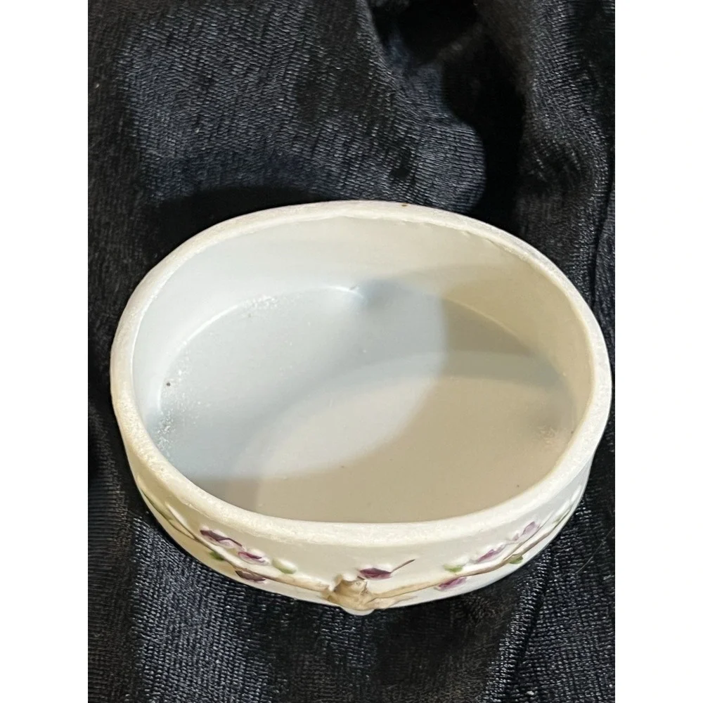 Vintage LEFTON Love Birds Trinket‎ Box Ceramic Lidded White (2228)